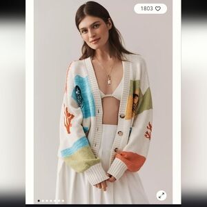 NWOT Pilcro by Anthropologie Icon Graphic Cardigan Sweater